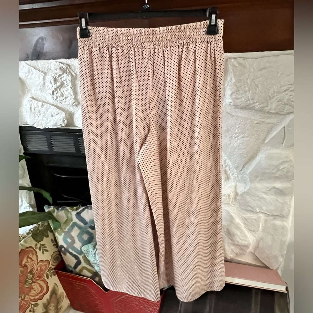 Adrianna Papell Women's Pink Polka Dot Wide Leg Pants Capris NWT Small - Picture 2 of 11